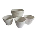 Crate & Barrel White Ceramic Popcorn Lot Of 4 Bowls. Fixed Price $21.99.