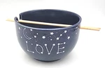 Wandering Moon Love Blue Celestial Stars Ramen Noodle Bowl With Chopsticks. Fixed Price $15.99.