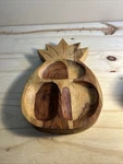 Wooden Pineapple Bowl With 3 Sections Made India Trinket Dish 12 Heavy. Fixed Price $15.00.
