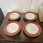 Mikasa Parchment Red L3471 Set Of Rimmed Soup Bowls 8 1/2 New With Tags !. Fixed Price $40.00.