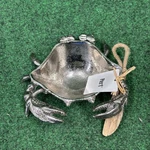 Pier 1 Crab Dip Bowl & Wood Spreader Set New Polished Aluminum Coastal Beachy. Fixed Price $39.99.