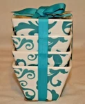 Ciroa Simple Serve White / Teal Swirls Porcelain 4" X Bowls Set Of Four New. Fixed Price $39.90.