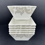 Martha Stewart Lisbon Grey Square Cereal Bowls (6) Floral Scrolls Superior Cond.. Fixed Price $87.99.