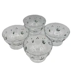 Crate & Barrel Hand Painted Floral Glass Footed Bowl Hungary Compote 5 Set Of 4. Fixed Price $45.99.