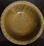 Vintage Mccoy Pottery #7516 Avocado Green 12" Wash Basin Bowl Turkey Pattern Usa. Fixed Price $16.15.