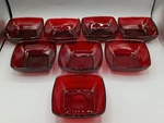 Vintage Square Ruby Red Glass Dessert Bowls Set Of 8. Fixed Price $15.99.