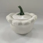 Vtg Barbara Eigen Studio Pottery White Gourd Squash Covered Dish Bowl Signed. Fixed Price $24.99.