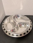 Towle Silversmith 13" Divided Bowl Mother Of Pearl Inlaid Edge Made India. Fixed Price $25.00.