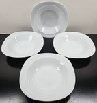 4 Christopher Stuart Studio White Rim Soup Bowl Set Vintage Dish Retro Lot. Fixed Price $69.67.