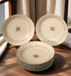 Royal Swirl Fine China Japan Pink Rose Rim Soup Bowls 8 Set Of Vintage Euc. Fixed Price $109.85.