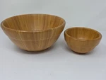 Pampered Chef Wooden Bamboo Snack Bowl 8.5" Wide 4" Tall Bonus Small. Fixed Price $13.98.