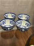 Set Of 4 Artisan De Luxe Blue Rose Scroll Melamine Cereal/salad Bowl 6" New!. Fixed Price $39.99.