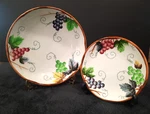 Lefton LEF17 Red Purple Green Grape Clusters 9" Serving Bowl & Small Plate. Fixed Price $26.60.
