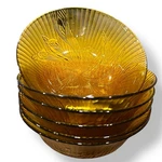 Calla Lily Amber Glass Bowl Set Of 6 Indonesia Mcm Impression Depression Lovely. Fixed Price $74.99.