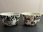 Anthropologie Kate Roebuck Haha Laughing Cereal Bowls Set Of Two Black And Gold. Fixed Price $24.00.