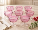 Elegant Pink Pressed Glass Dessert Cups Set 8 Vintage Sherbet Parfait Bowls. Fixed Price $65.99.