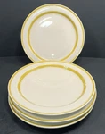 Orbit Stoneware Salad Plates 7.75 Japan 220 Ivory W/ Yellow Trim Set 4. Fixed Price $39.99.