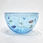 Artland Turquoise Small Fruit Dessert Bowl, Blue Glass, Bubbles Millefiore. Fixed Price $36.00.
