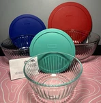 Pyrex Sculpted (3-PACK) Glass Mixing Bowls Set With Lids. Fixed Price $24.29.