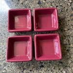 Pampered Chef Simple Additions Sauce Dip Bowls Cranberry 4 Petite Squares. Fixed Price $13.00.