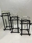 Wrought Iron Pyramid Shaped Glass Votive Candle Holders Set Of 3. Fixed Price $12.50.