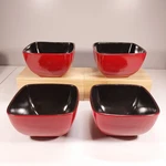 Set Of 4 Rave & Black Square Cereal Soup Bowls Asian Inspired Home Trends. Fixed Price $20.00.