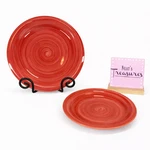 Citrus Grove Red Swirl C8G1 Hand Paint Stoneware Round Dinner Plates Set Of 2. Fixed Price $24.64.