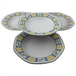 Studio Nova Gingham Blue Rim Soup Bowls Set Of Vtg 9 Yellow Plaid Y0064. Fixed Price $33.59.