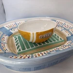 Vtg Lotus Ceramic Football Stadium Serving Dish / Chip Superbowl Team Party. Fixed Price $79.00.