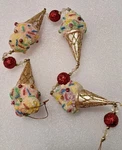 Vintage Garland 4" Waffle Ice Cream Cone Glitter Sprinkles Cherries Birthday. Fixed Price $23.50.