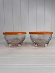 Set Of 2 Crisa / Libbey Clear Glass Pebble Textured Footed Bowls With Lids Vtg. Fixed Price $28.88.