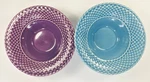 Bordallo Pinheiro Basket Weave Purple Blue Cereal Bowls Vintage Set Of 2 7.5. Fixed Price $68.00.