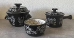 3 Items-temptations Floral Lace Black Mini Quick Cookers-casserole-bakers-pots. Fixed Price $40.00.