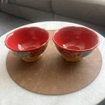 2 Pioneer Woman Stoneware Blossom Jubilee 6" Footed Bowl Cereal Soup Yellow Red. Fixed Price $18.99.