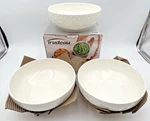 Trudeau 3 Piece Porcelain Serving Bowl Set, 1780162, Nib, Shelf Wear. Fixed Price $44.80.