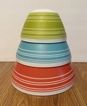 Vintage Charm Pyrex Memory Lane 3 Pc Mixing Bowl Set Nesting Excellent. Fixed Price $45.00.