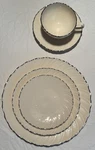 42PC Lenox Weatherly D517 Bone China Ivory Silver Dinner Set Plates Cups Saucers. Fixed Price $199.95.