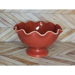 Longaberger Pottery My Valentine Footed Ruffled Bowl Red 31527. Fixed Price $19.99.