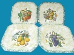 Ceramica Due Torre 3/8" Square Bowls Fruit Design Set Of 4. Fixed Price $27.55.