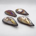Akcam Iridescent Luster Glass Mussel Oyster Shaped Appetizer Plates Set Of 4 New. Fixed Price $39.97.