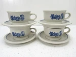 Vtg 1980S Pfaltzgraff Yorktowne Coffee Cups And Saucers Stoneware Mugs Set 4. Fixed Price $19.99.