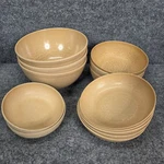 13 Vtg Ellingers Usa Agatized Wood Serving Bowls Large & Small Nesting Mcm. Fixed Price $65.00.