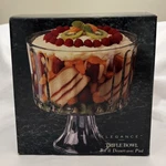 Elegance Trifle Bowl Clear Glass Pedestal Serving 8.5 Tall Vintage Nib. Fixed Price $49.99.