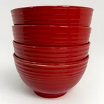Set Of 4 Gibson Home Red Bowls Stanza Round Ridges 6 Cereal Soup Ice Cream. Fixed Price $18.99.