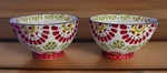 Deecoo 6 Red & Green Floral Footed Ceramic Rice Soup Bowls - Set Of 2. Fixed Price $20.00.