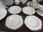 Lenox Presidential Hancock Rimmed Soup Bowl 8 1/4" Raised Dots Gold/black. Fixed Price $120.00.