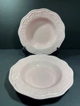 Set Of 2 American Atelier 5534 Pink 8-3/4" Scalloped Edge Soup Bowls. Fixed Price $34.00.