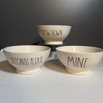 Rae Dunn By Magenta Artisan Collection Cereal/soup Bowls (3) Cream/black Font. Fixed Price $17.00.