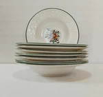 Mikasa Soup Bowls 9 3/8" Holiday Season Christmas Embossed Holly Large Rim Set. Fixed Price $94.99.