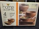 Home Accents Acacia Wood Salad Bowl Set Of 4. Fixed Price $21.24.